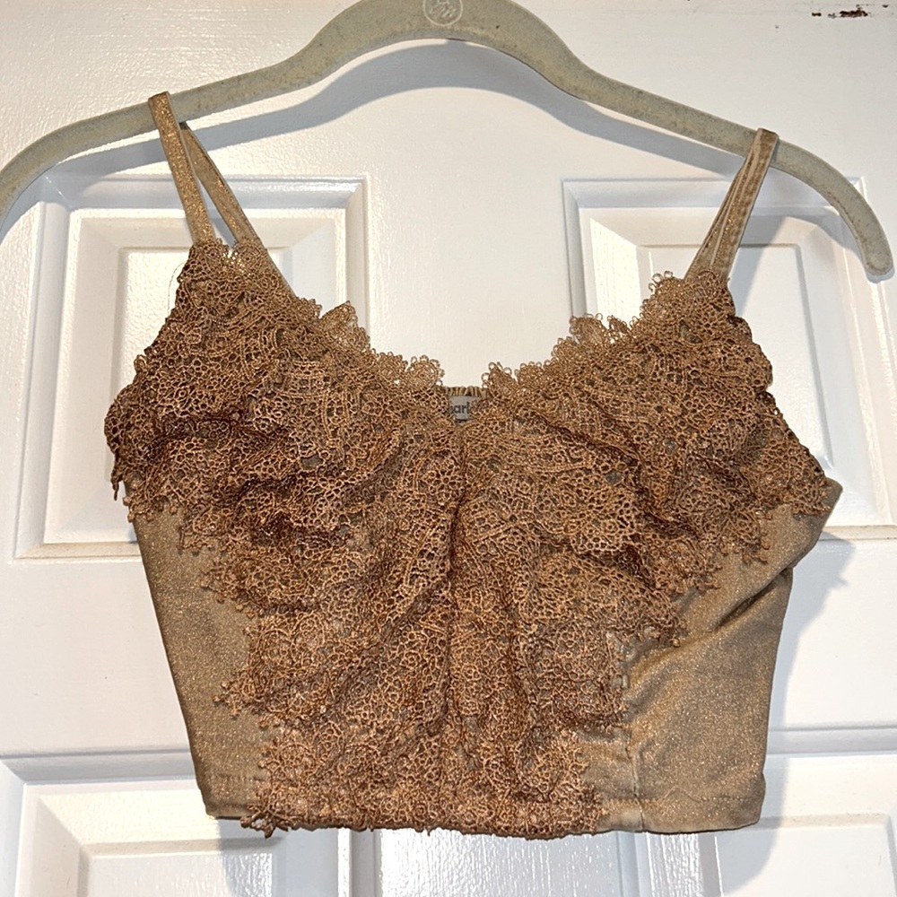 Gold Lace detail Crop Top